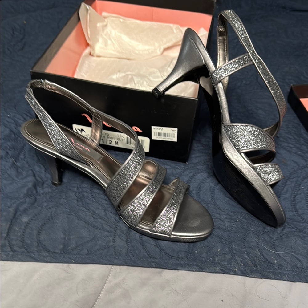 Elegant Silver Strappy Heels
